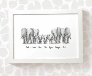 Personalised Elephant Family Portrait