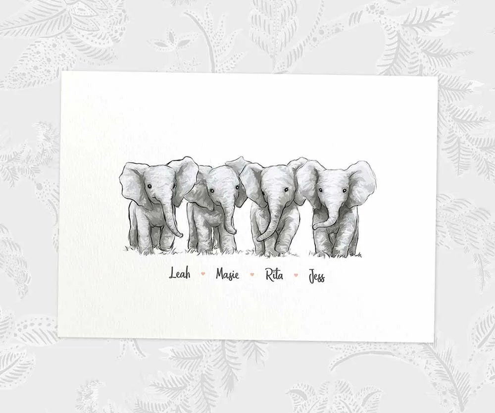 Personalised Elephant Family Portrait