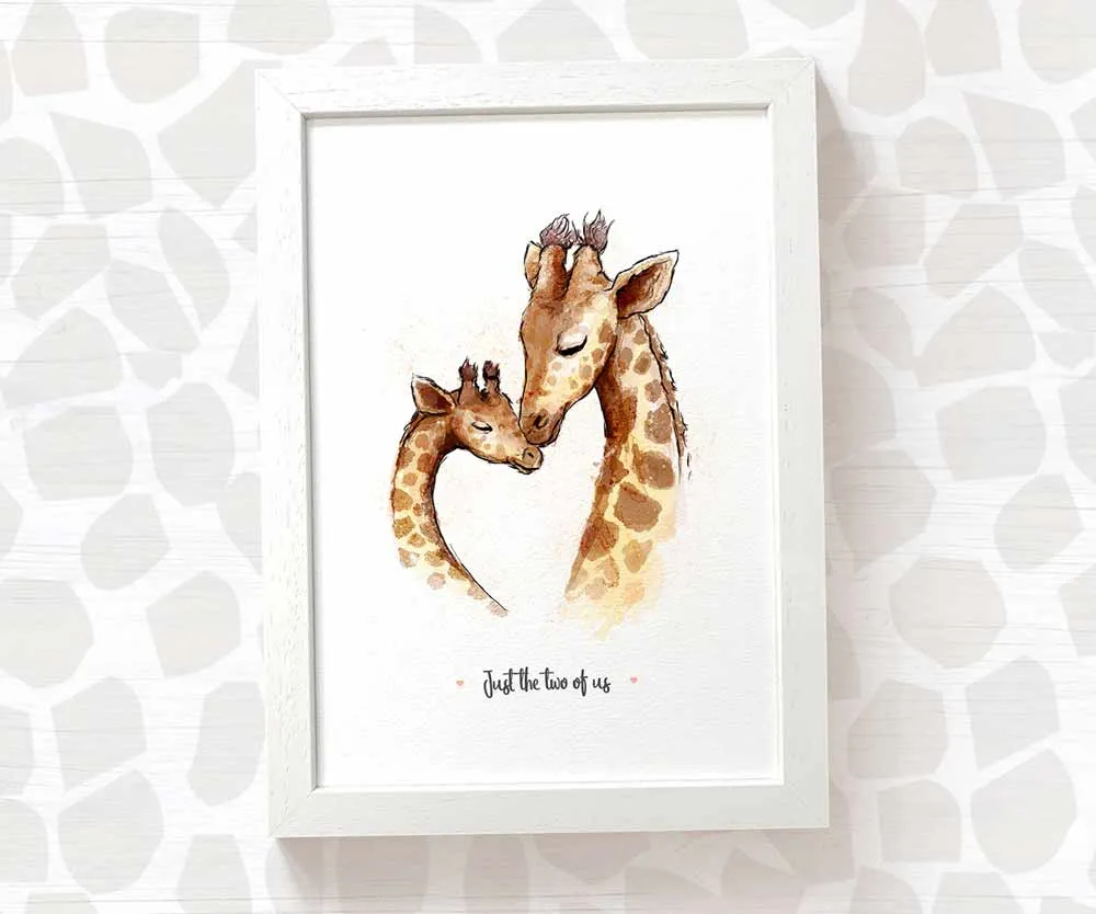 Personalised Giraffe Family of Two Print 1A1B