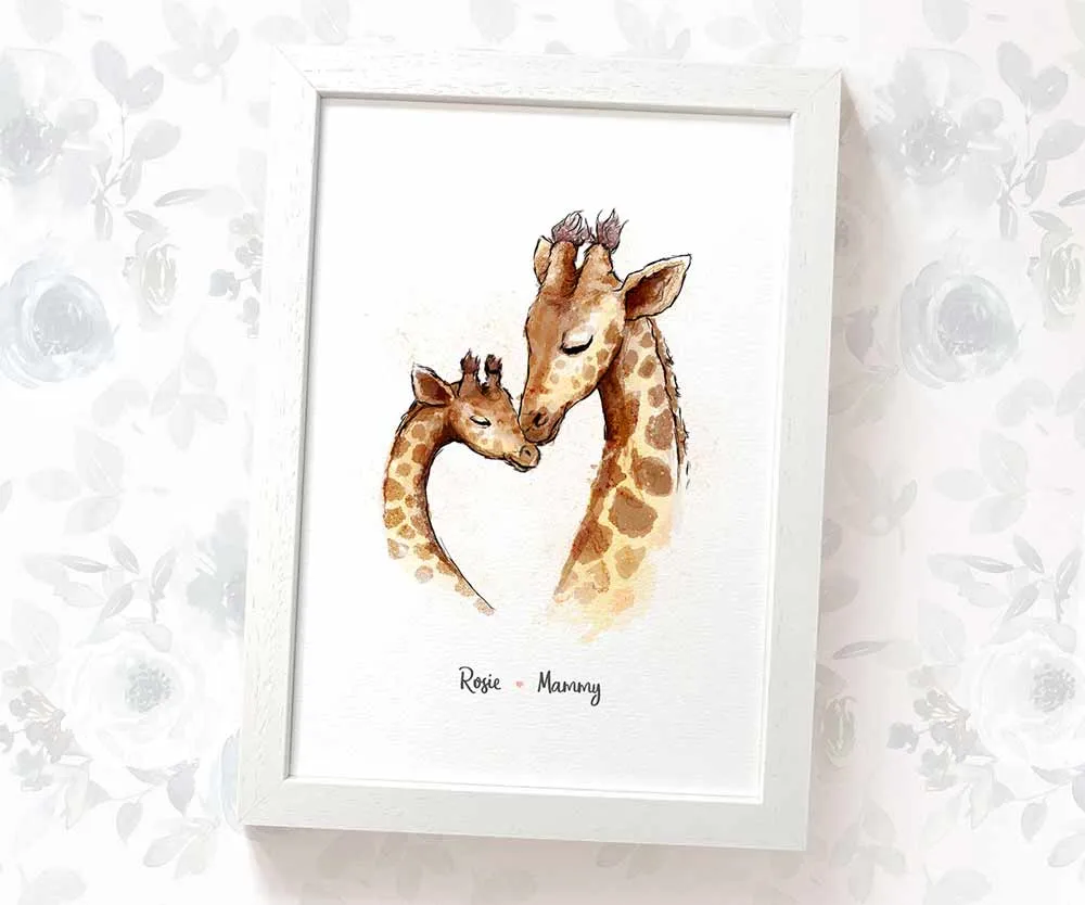 Personalised Giraffe Family of Two Print 1A1B