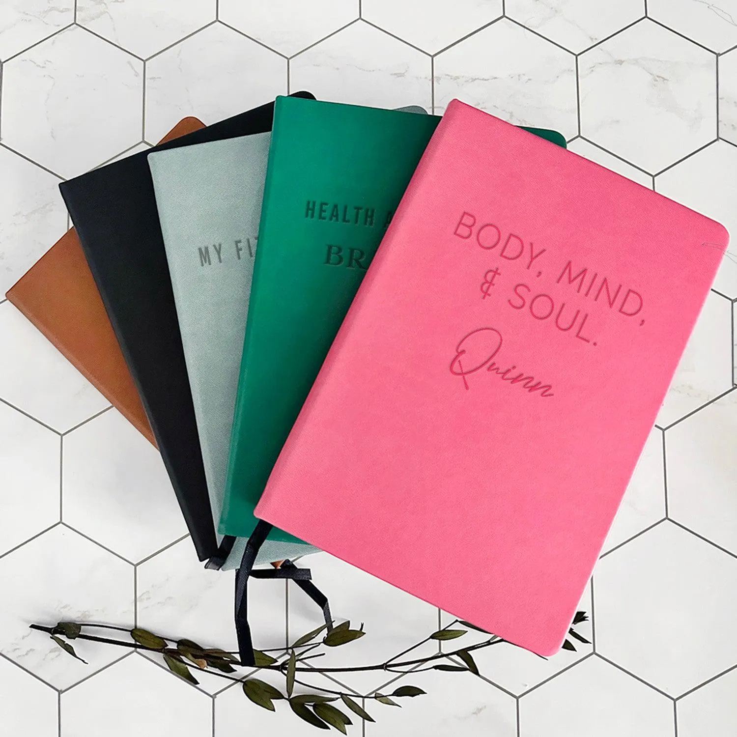 Personalized Fitness Leather Dot Journals