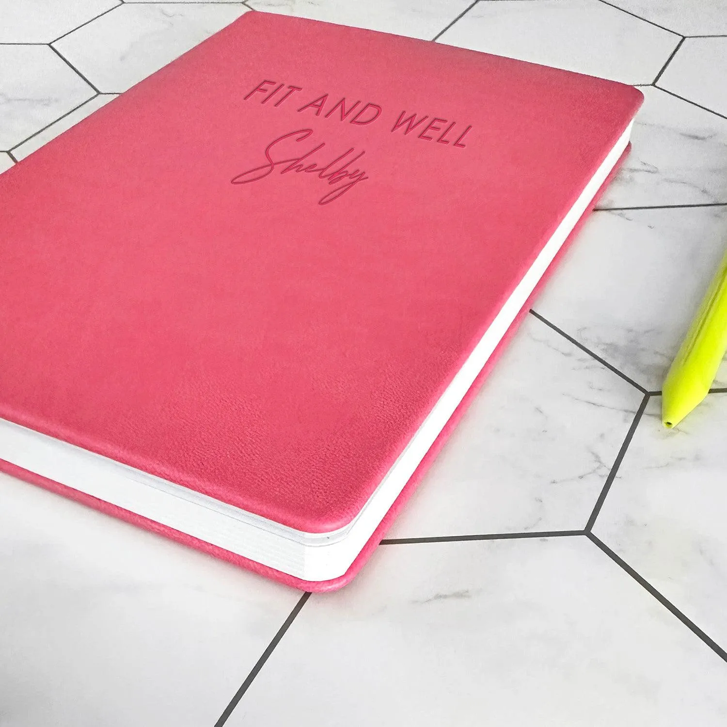 Personalized Fitness Leather Dot Journals