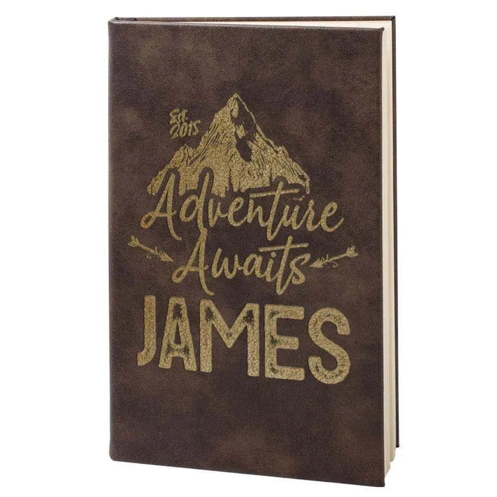 Personalized Leather Notebook - Custom Journal, Advanture Awaits Notebook