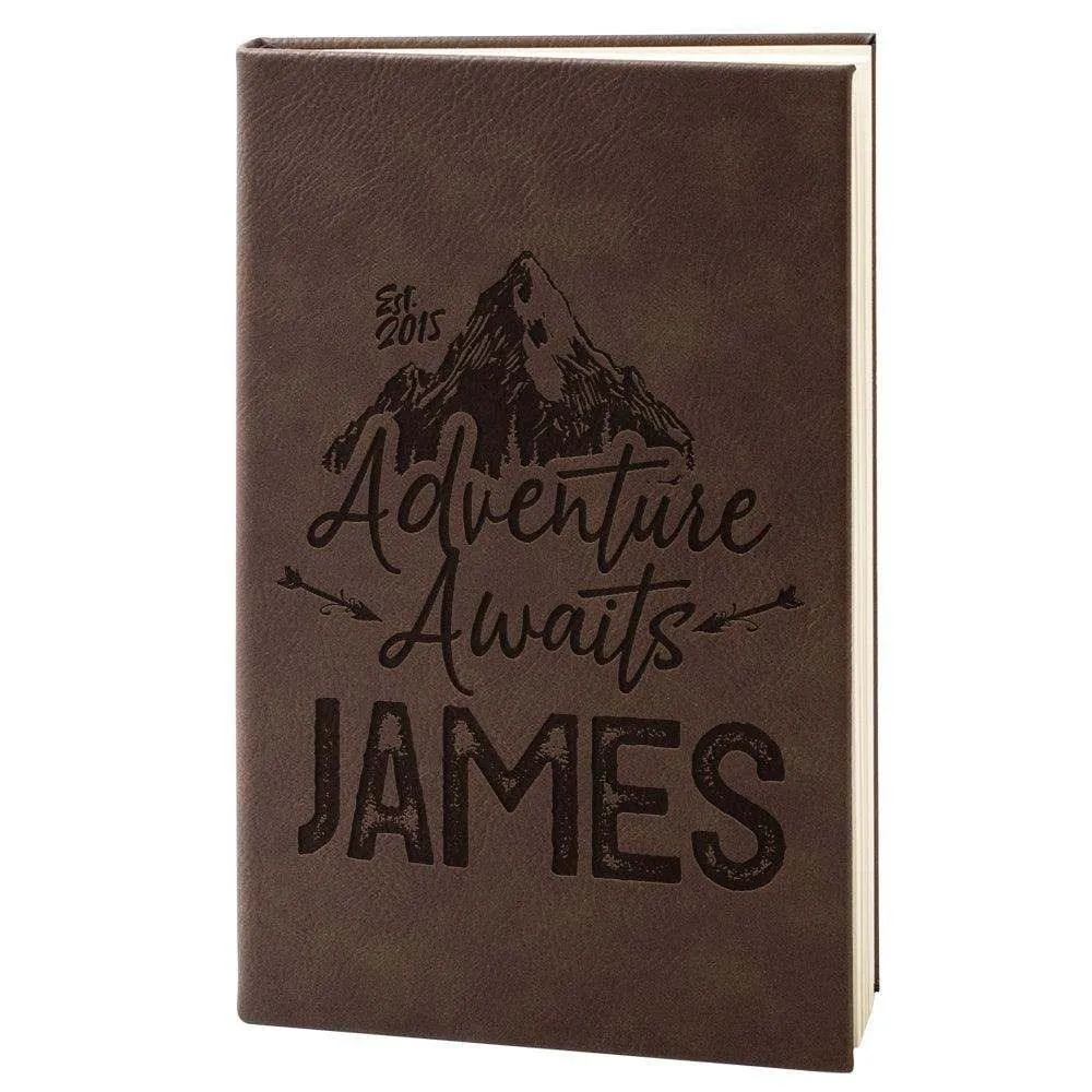 Personalized Leather Notebook - Custom Journal, Advanture Awaits Notebook