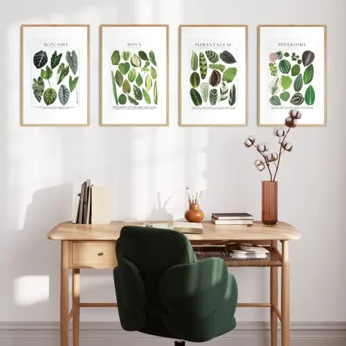 Potteur Plant Poster Set of 4 Wall Art UNFRAMED Green Plant Wall 11x14 Inch EDEN