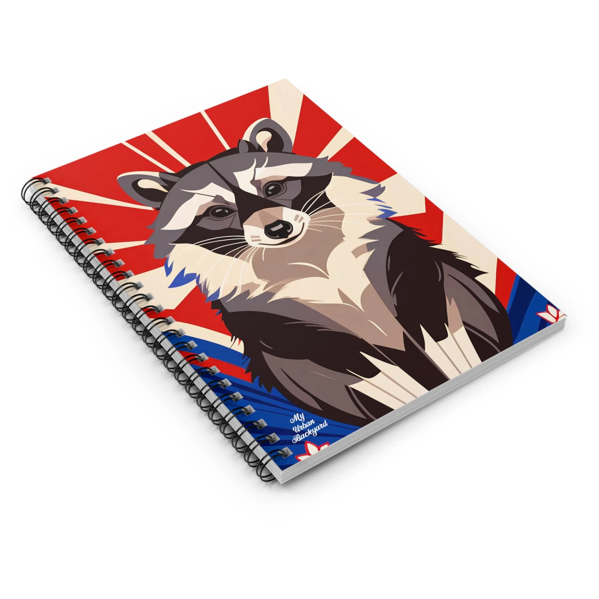 Raccoon on Art Deco Rays, Spiral Notebook Journal - Write in Style