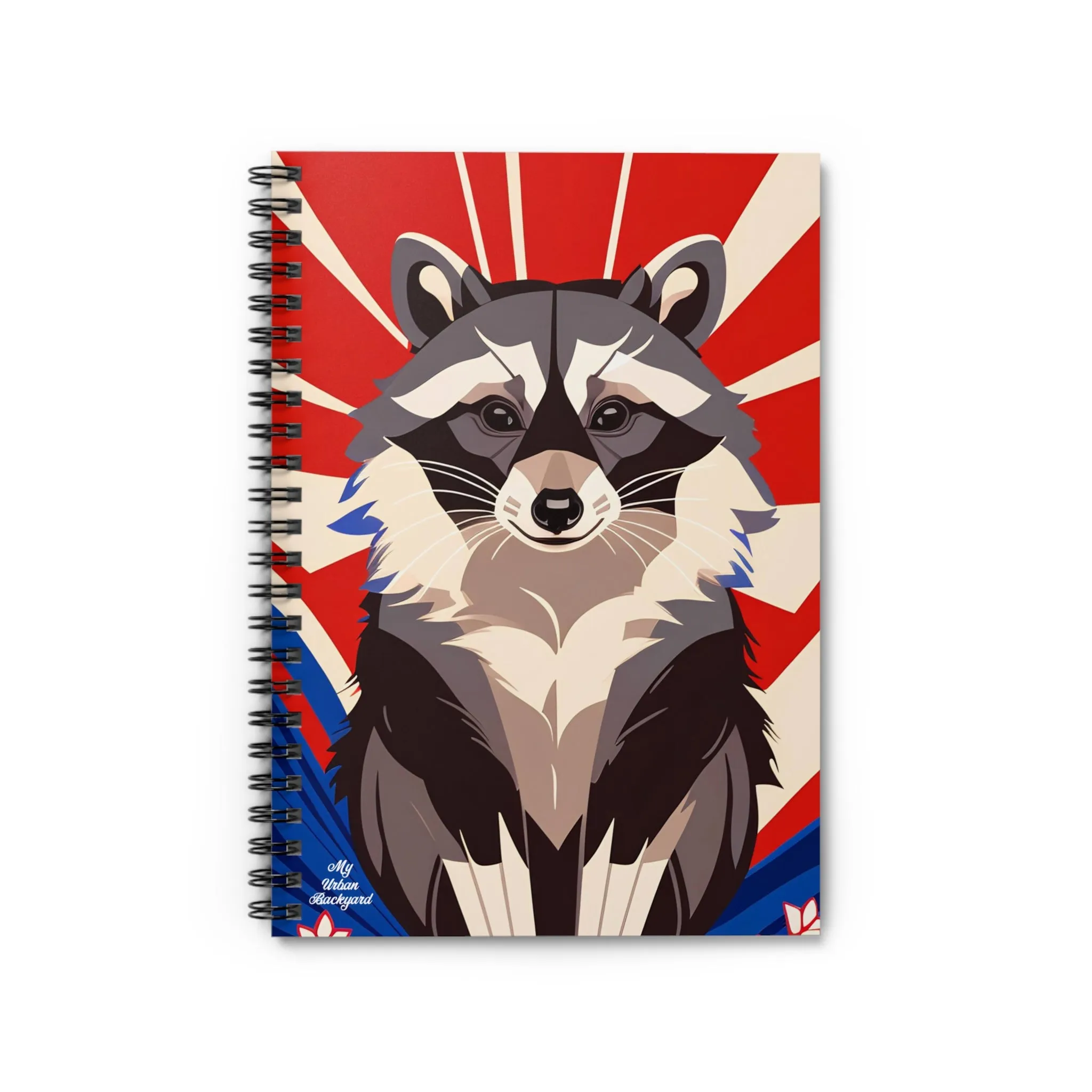 Raccoon on Art Deco Rays, Spiral Notebook Journal - Write in Style