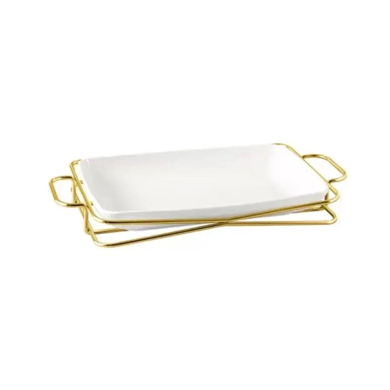 Rectangle Plate With Gold Stand 10"