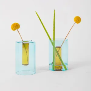 Reversible Glass Vase Small Blue Yellow