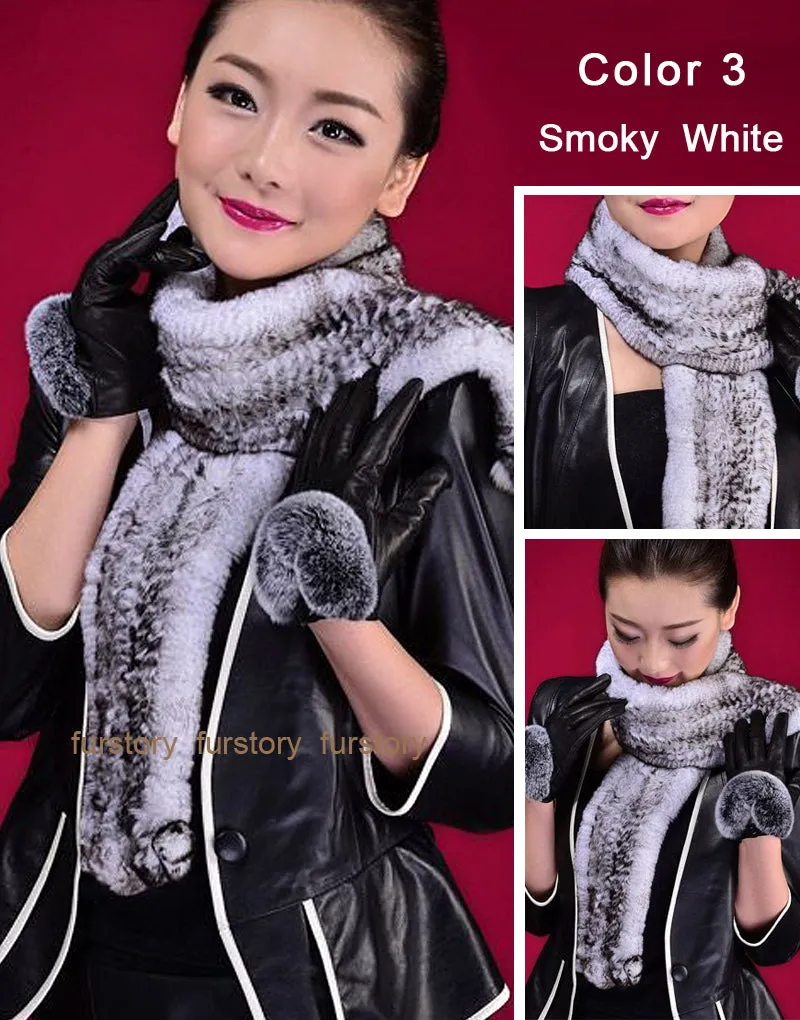 REX Rabbit Fur Scarf Wrap Cape Shawl Neck Warmer 9 Colors NEW Soft S/L FS050129