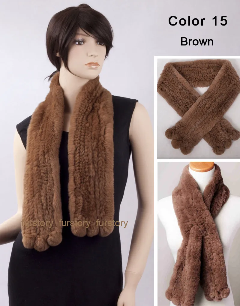 REX Rabbit Fur Scarf Wrap Cape Shawl Neck Warmer 9 Colors NEW Soft S/L FS050129