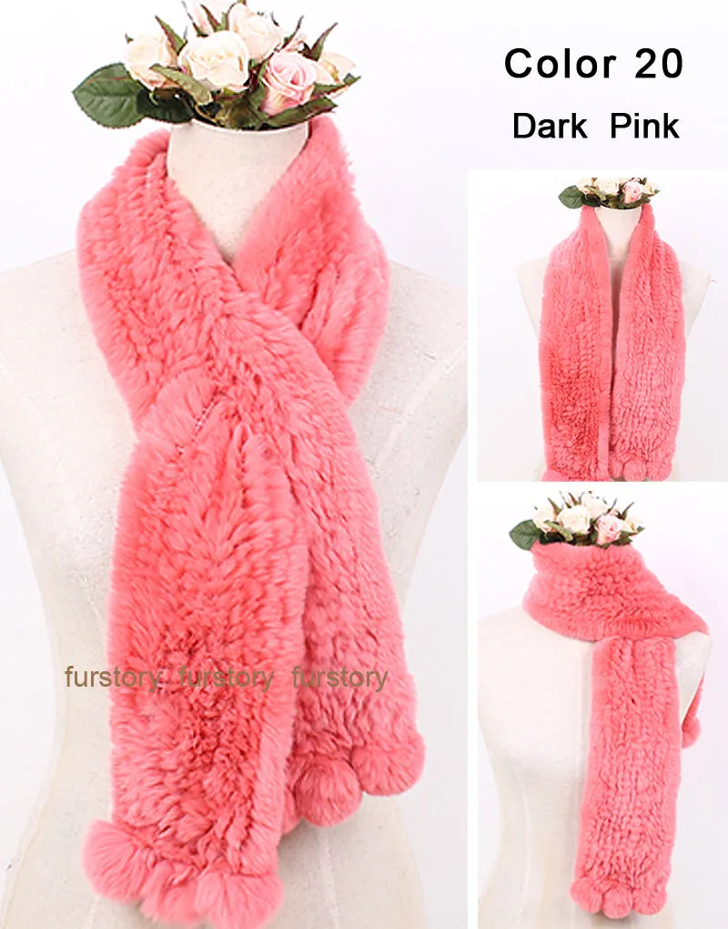 REX Rabbit Fur Scarf Wrap Cape Shawl Neck Warmer 9 Colors NEW Soft S/L FS050129