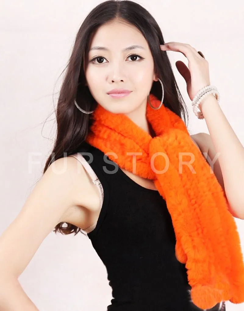 REX Rabbit Fur Scarf Wrap Cape Shawl Neck Warmer 9 Colors NEW Soft S/L FS050129