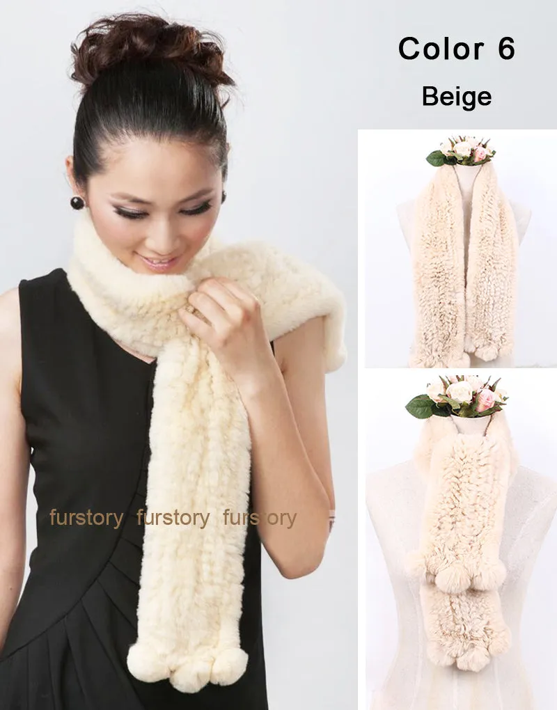 REX Rabbit Fur Scarf Wrap Cape Shawl Neck Warmer 9 Colors NEW Soft S/L FS050129