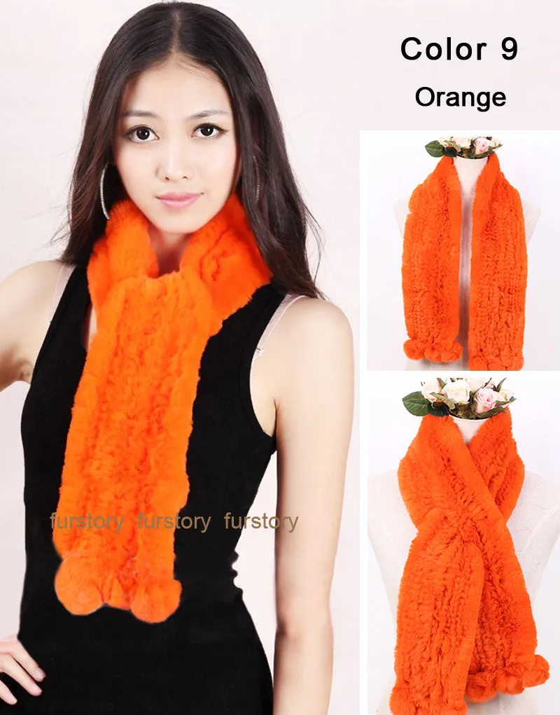 REX Rabbit Fur Scarf Wrap Cape Shawl Neck Warmer 9 Colors NEW Soft S/L FS050129