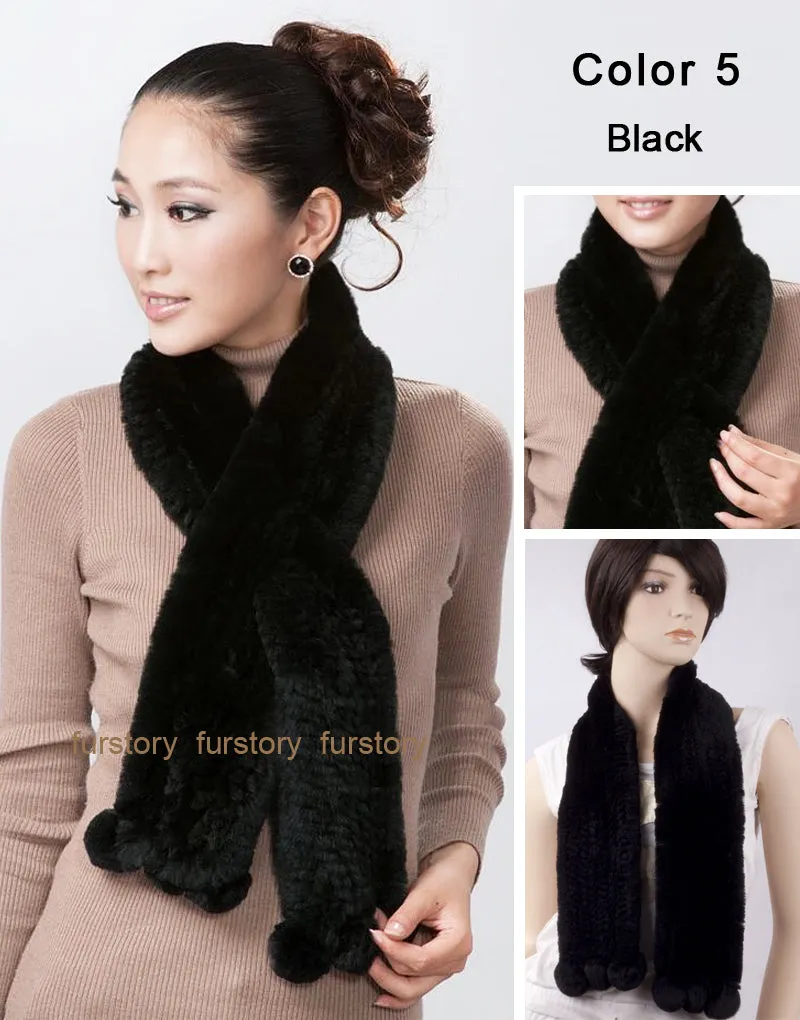 REX Rabbit Fur Scarf Wrap Cape Shawl Neck Warmer 9 Colors NEW Soft S/L FS050129