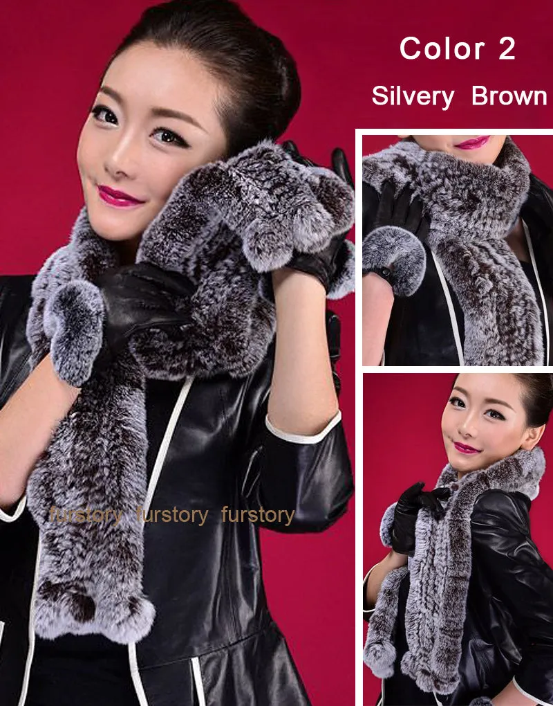 REX Rabbit Fur Scarf Wrap Cape Shawl Neck Warmer 9 Colors NEW Soft S/L FS050129