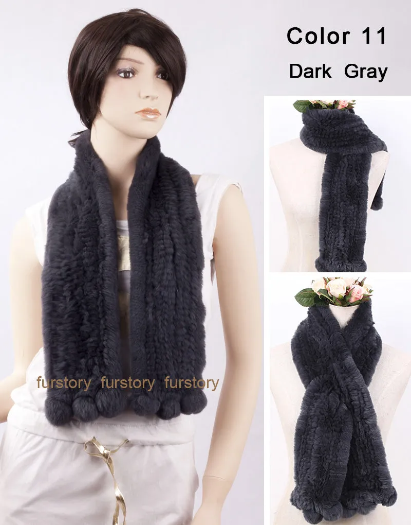 REX Rabbit Fur Scarf Wrap Cape Shawl Neck Warmer 9 Colors NEW Soft S/L FS050129