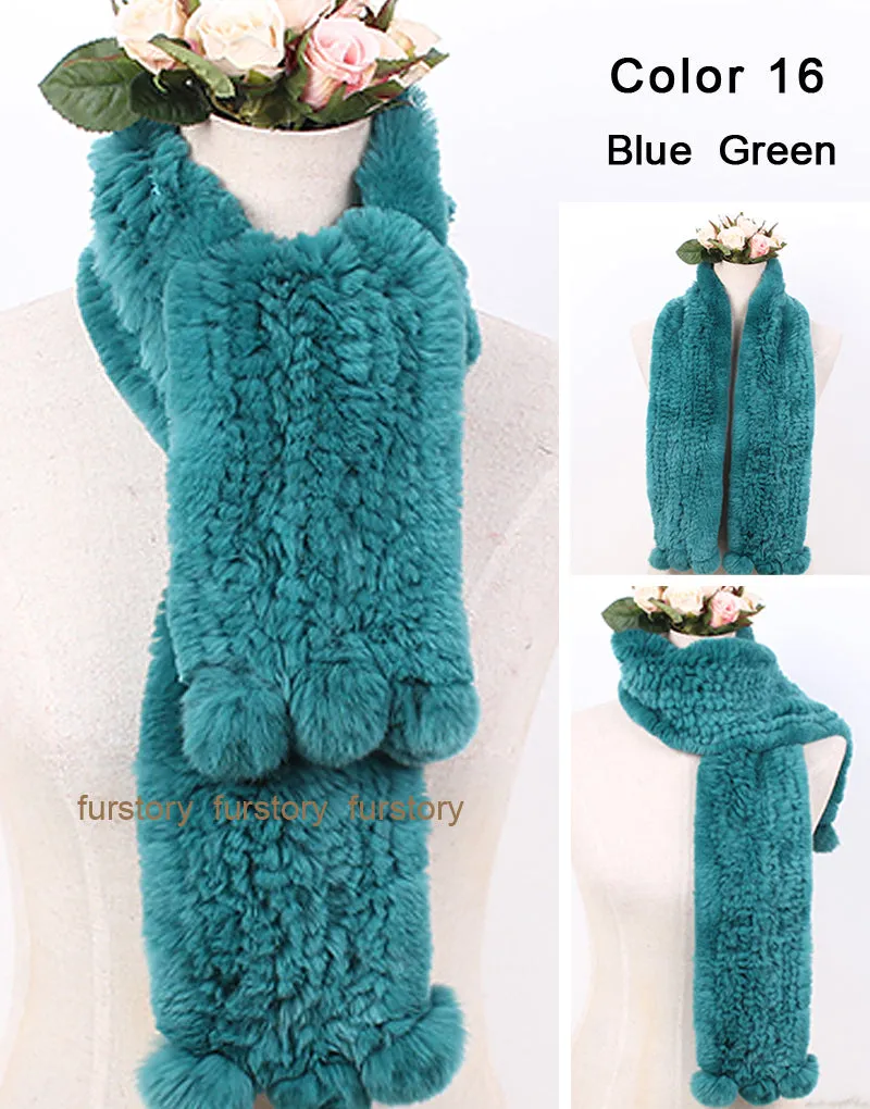 REX Rabbit Fur Scarf Wrap Cape Shawl Neck Warmer 9 Colors NEW Soft S/L FS050129