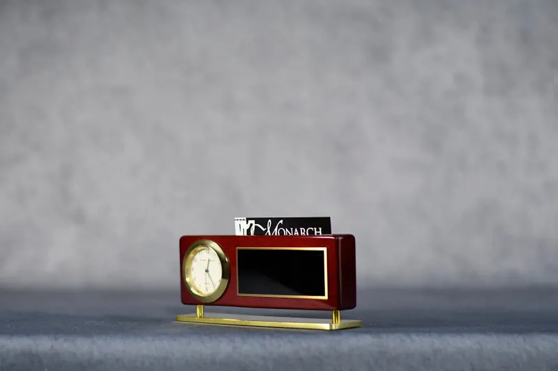 Rosewood Clock with Card Holder