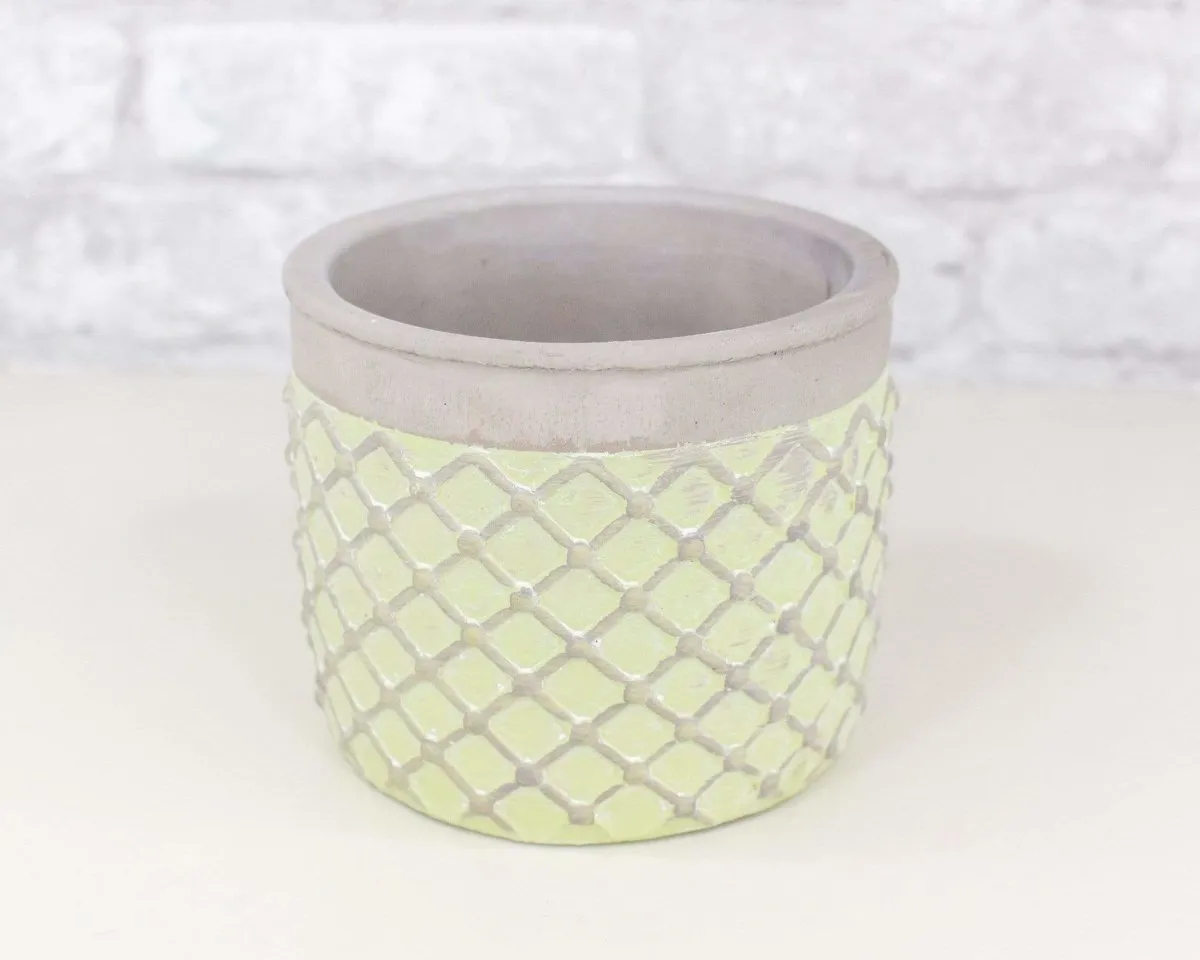 Round Cement Lattice Pot (Multiple Colors)