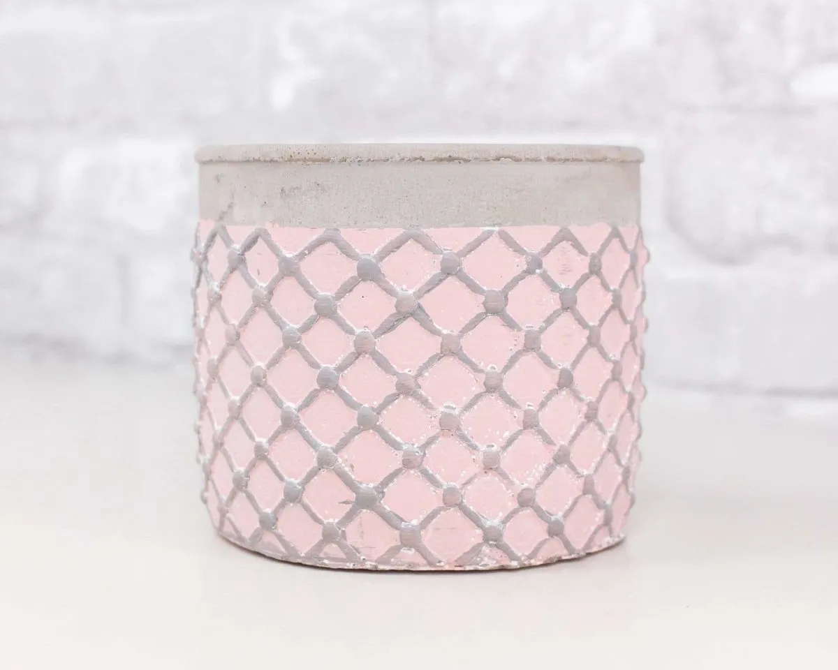 Round Cement Lattice Pot (Multiple Colors)