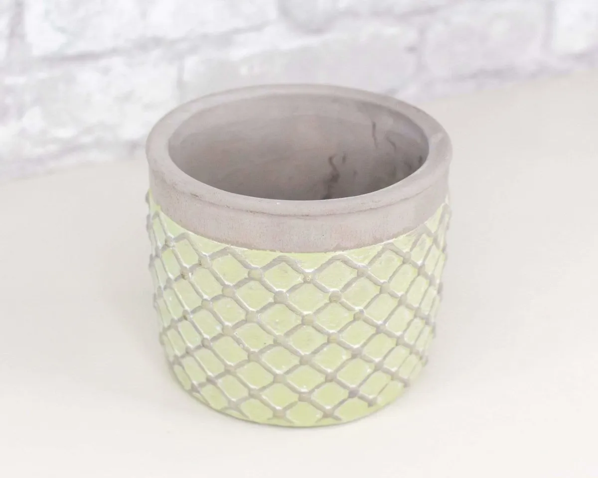 Round Cement Lattice Pot (Multiple Colors)