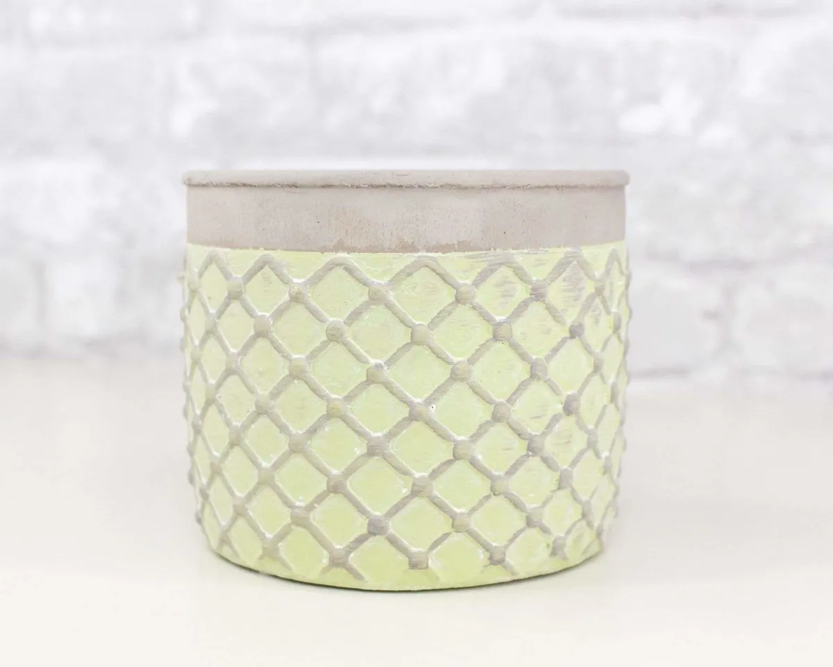 Round Cement Lattice Pot (Multiple Colors)