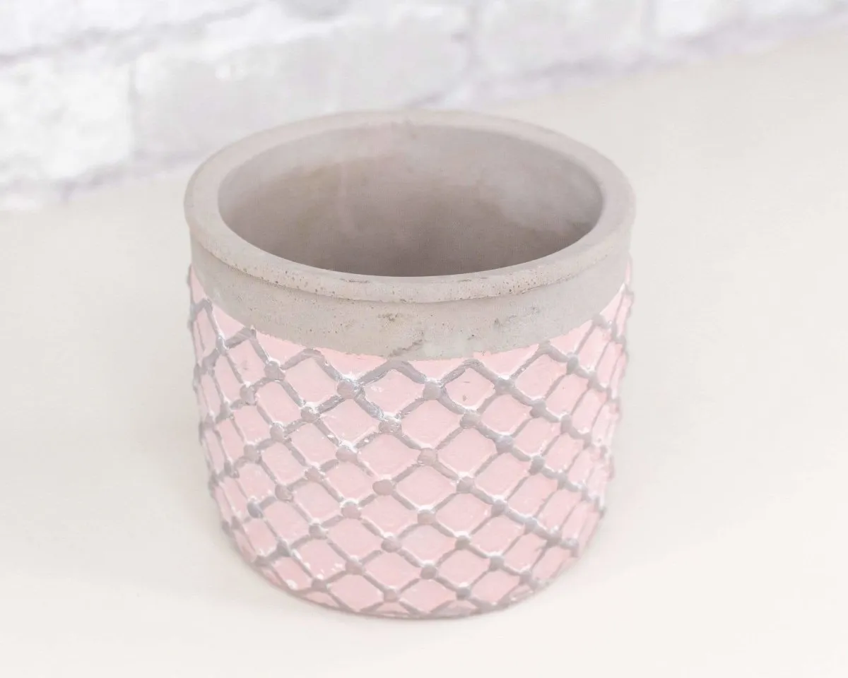 Round Cement Lattice Pot (Multiple Colors)