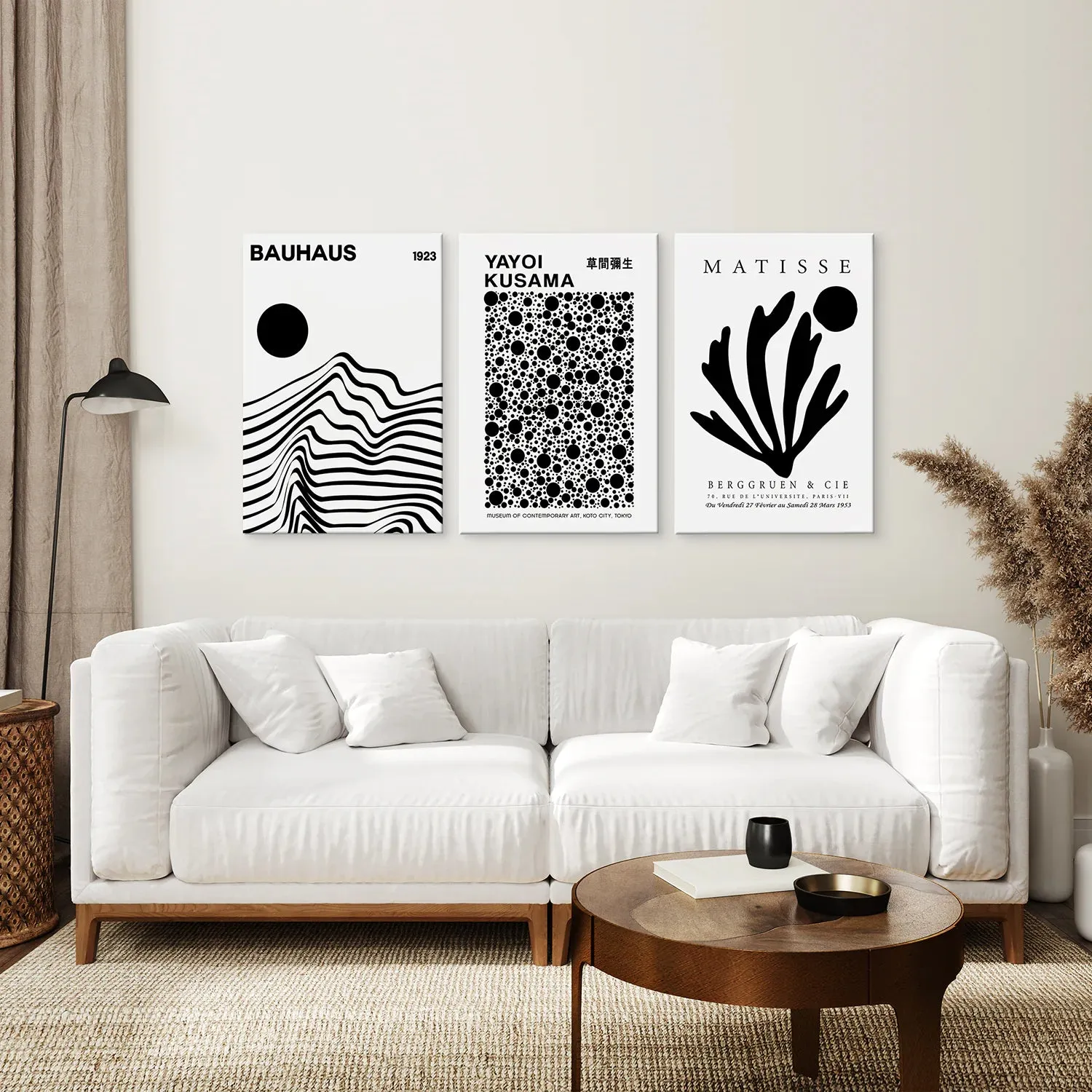 Set Of 3 Black and White Minimalist Prints