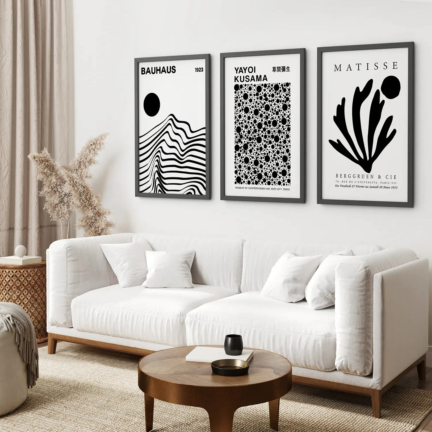 Set Of 3 Black and White Minimalist Prints