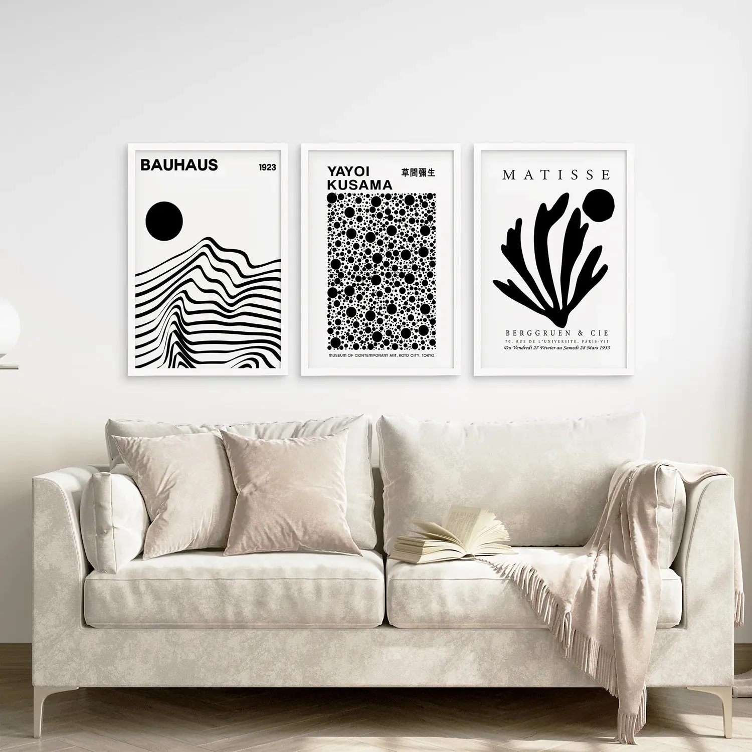 Set Of 3 Black and White Minimalist Prints