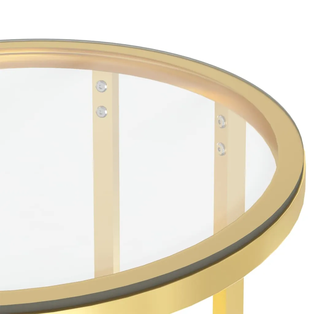 Side Table Gold and Transparent 45 cm Tempered Glass