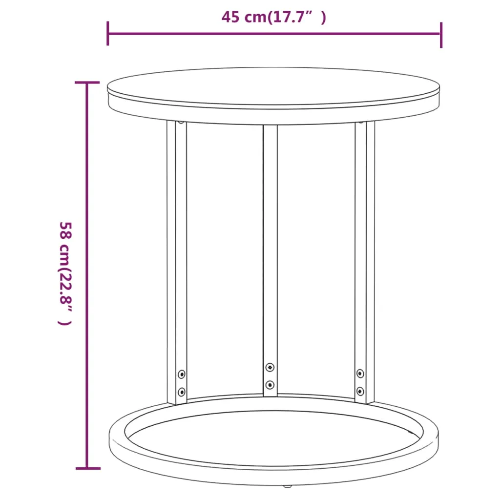 Side Table Gold and Transparent 45 cm Tempered Glass