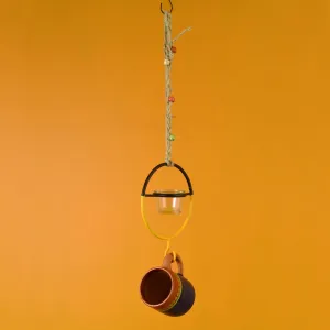 Terracotta Blue Cup Hanging Bird Feeder