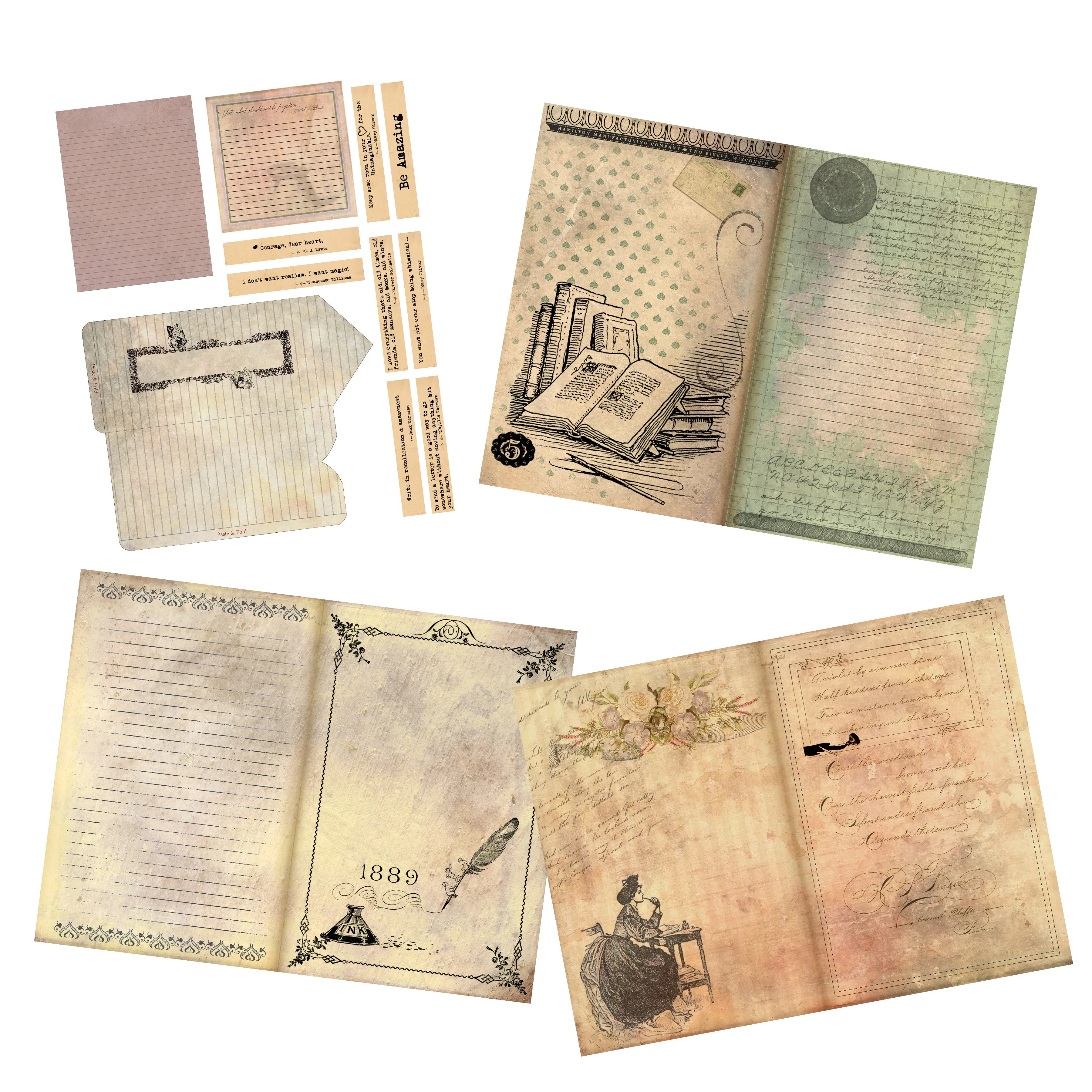 Vintage Writing Junk Journal Pack - 7205