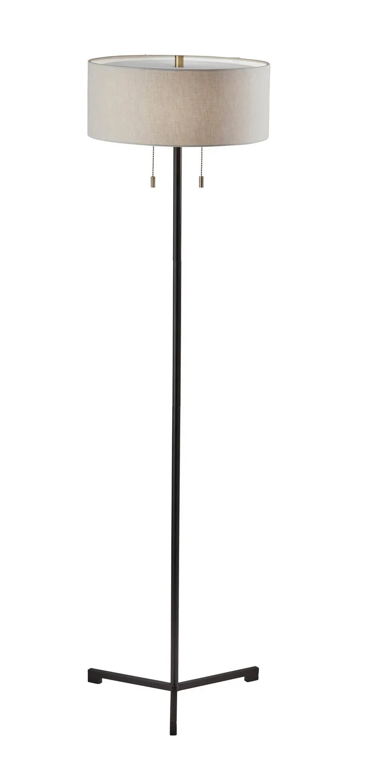 Wesley 2-Light Floor Lamp in Black