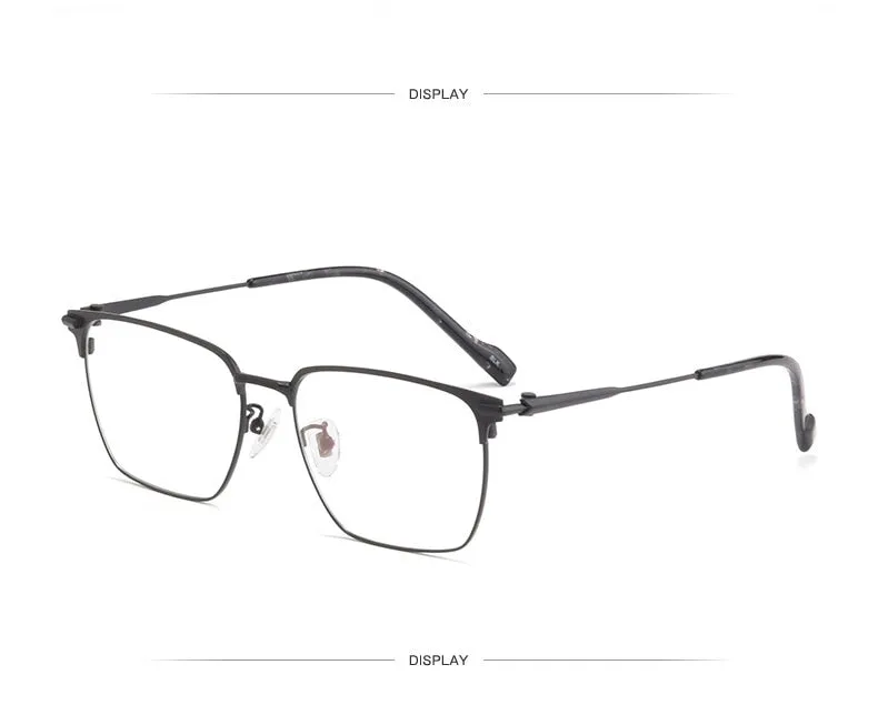 Yimaruili Men's Full Rim IP Plated β Titanium Square Frame Eyeglasses 80126