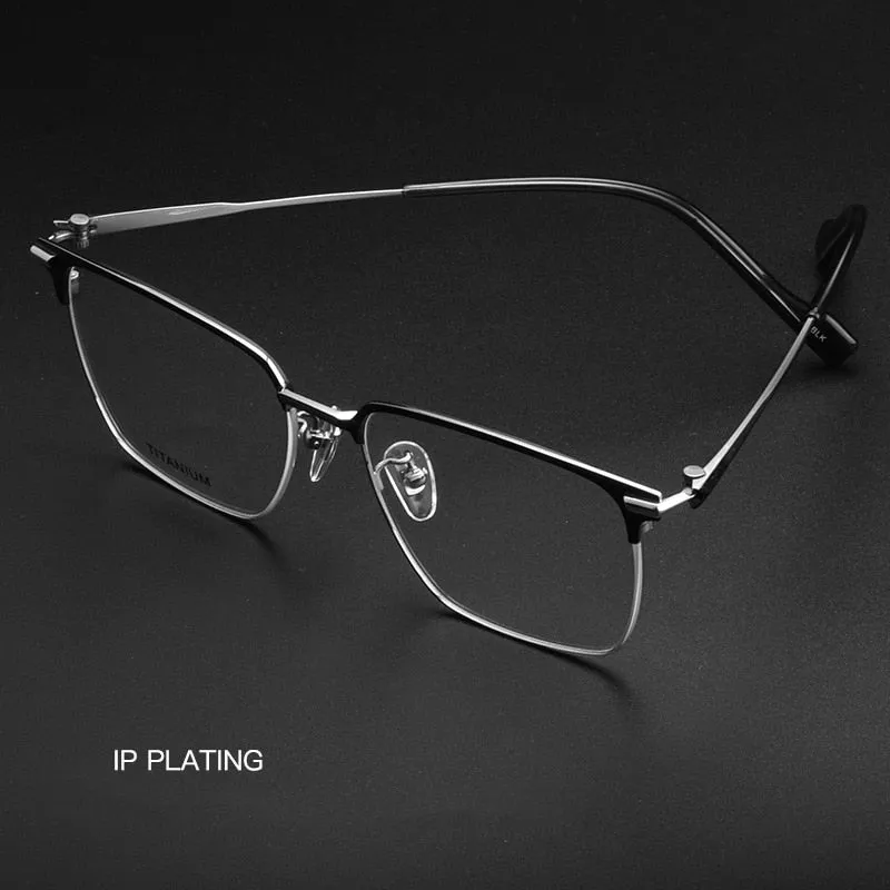 Yimaruili Men's Full Rim IP Plated β Titanium Square Frame Eyeglasses 80126