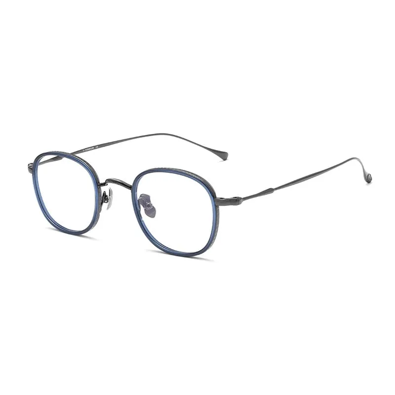 Yimaruili Unisex Full Rim Square Acetate Titanium Eyeglasses Kmn137