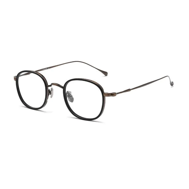 Yimaruili Unisex Full Rim Square Acetate Titanium Eyeglasses Kmn137