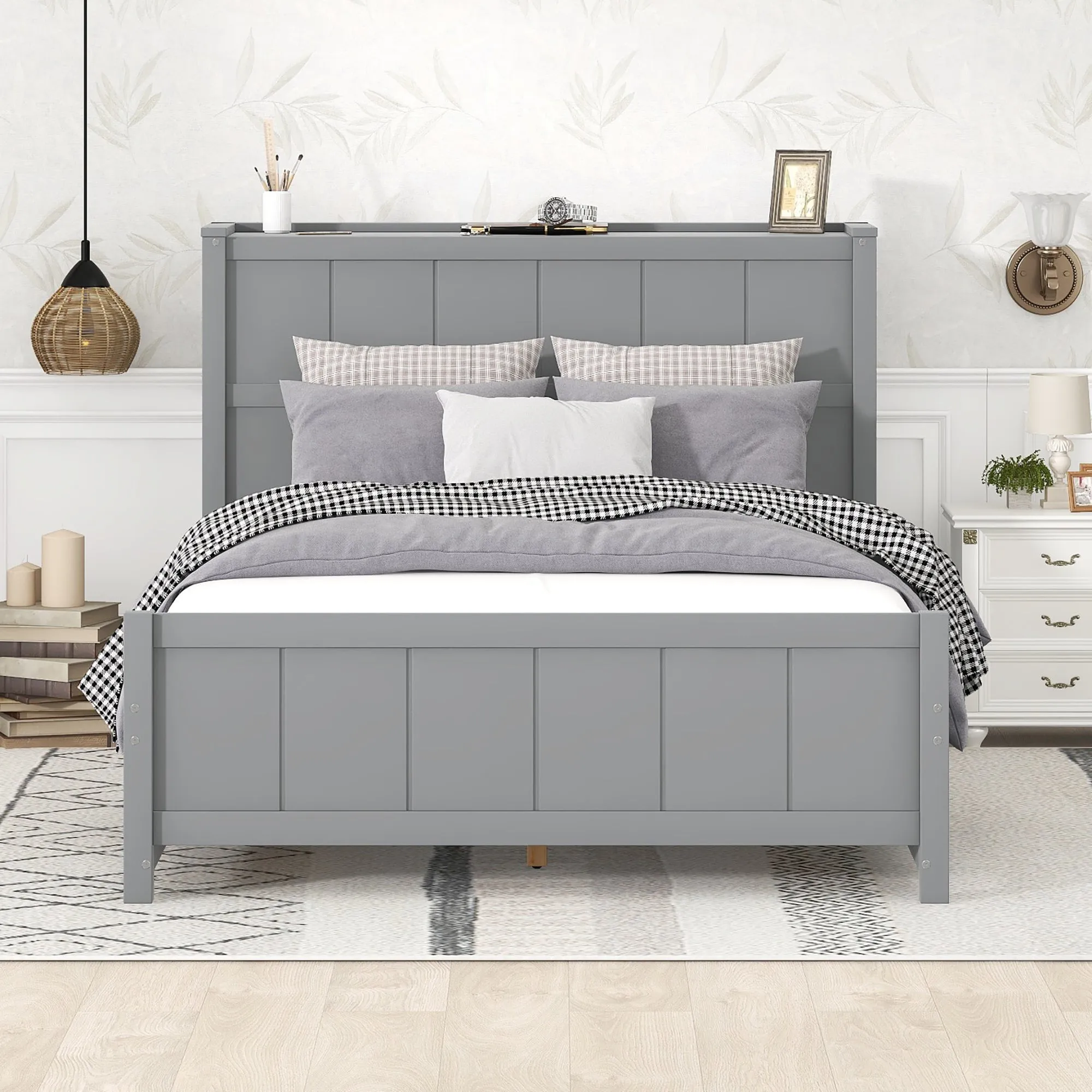 Zeal Full Size Platform Bed w Storage - Gray